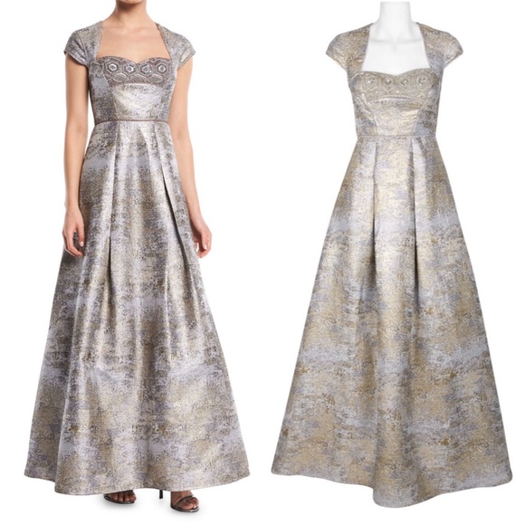 Aidan Mattox cap sleeves embellished Long  Gown - Picture 3 of 12